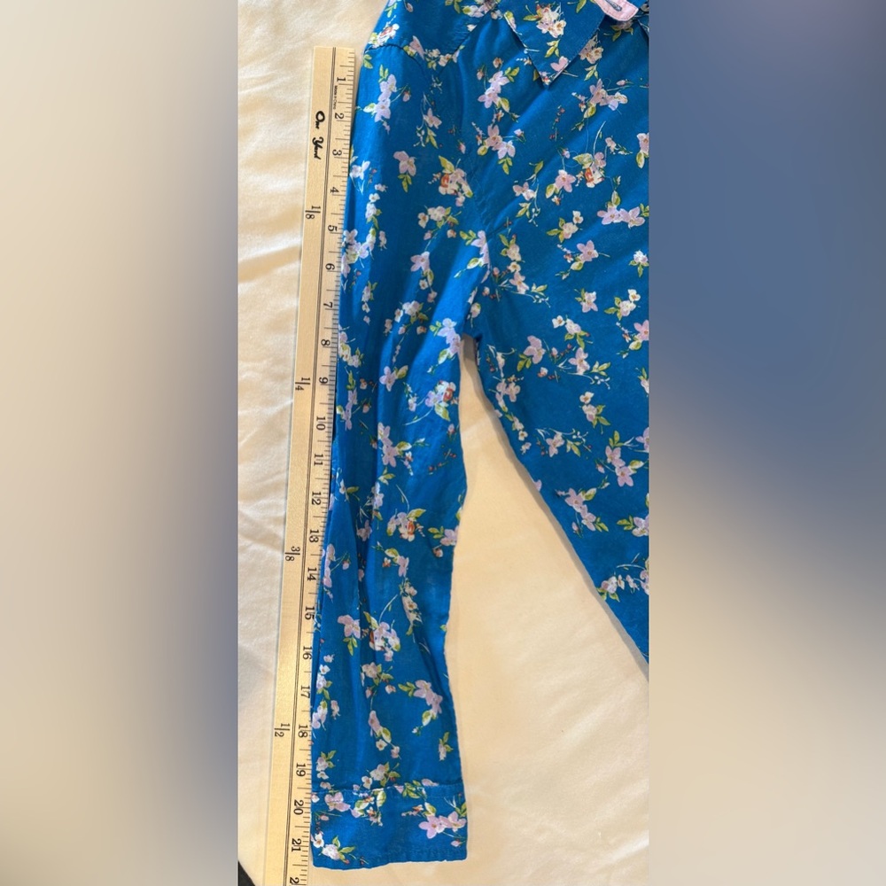 Sundance Cottagecore Lightweight Blue Floral Print Button Down Shirt Size SP - Picture 8 of 9